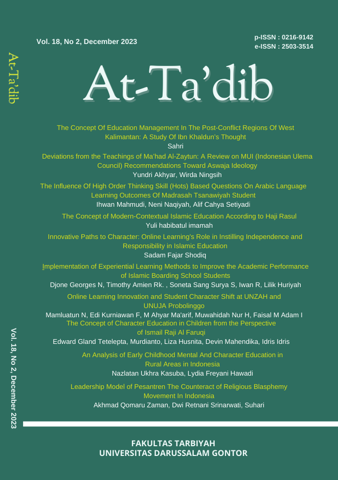 					View Vol. 18 No. 2 (2023): At-Ta'dib Journal of Pesantren Education
				